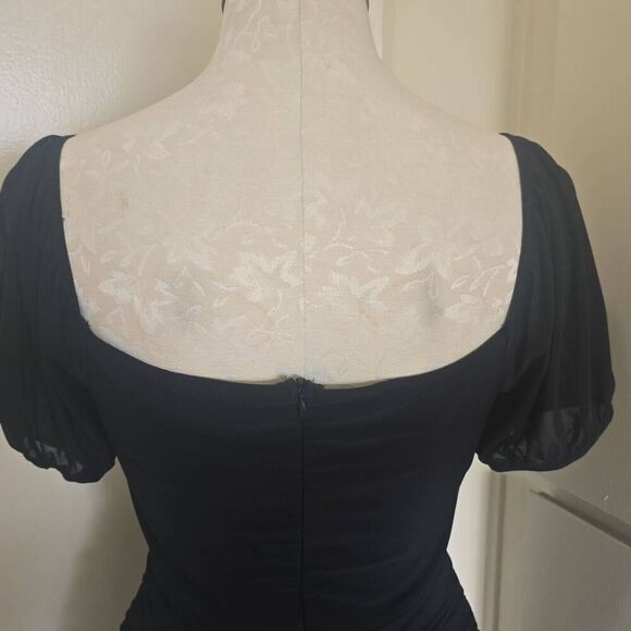 Runway Goddess Sophie Blk. RUCHED Mesh Mini Dress, NWT, - Picture 9 of 11